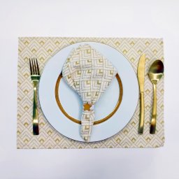 2 Σετ σουπλά και πετσέτα φαγητού Gold