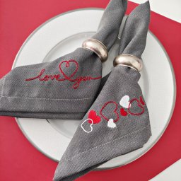 Γκρι πετσέτες φαγητού με κέντημα