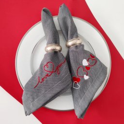 Γκρι πετσέτες φαγητού με κέντημα