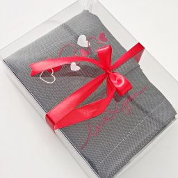 Γκρι πετσέτες φαγητού με κέντημα