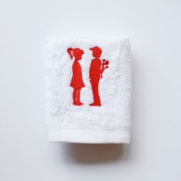 Πετσετούλα Ερωτευμένων με κέντημα