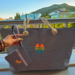 Thin Stripes Bag με κέντημα